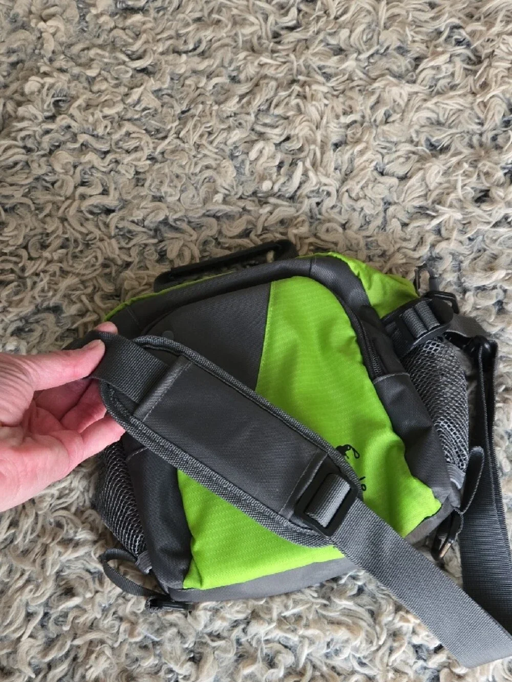 Let's Go Fido Lime Green & Gray Crossbody Bag Carrying for Your Pet's Gear